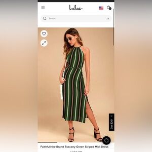 Lulu’s Faithfull the brand Tuscany Green striped midi dress